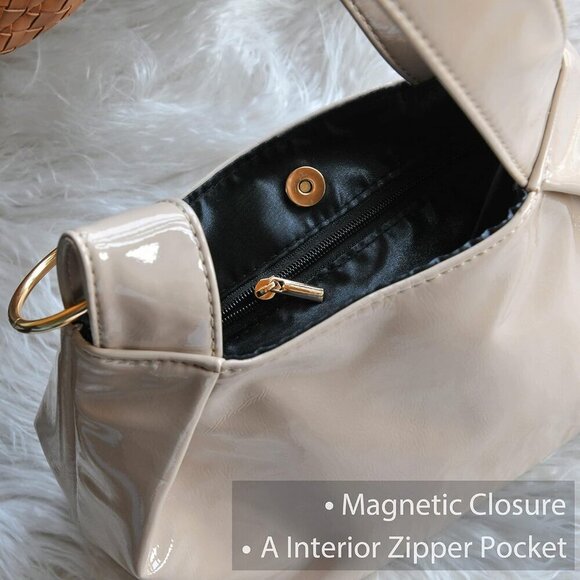 Women's Vegan Leather Clutch Small Tote Night Out Wristlet Stylish - Picture 4 of 7